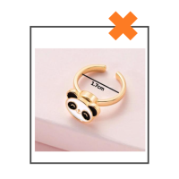 Fidget panda ring zwart/wit